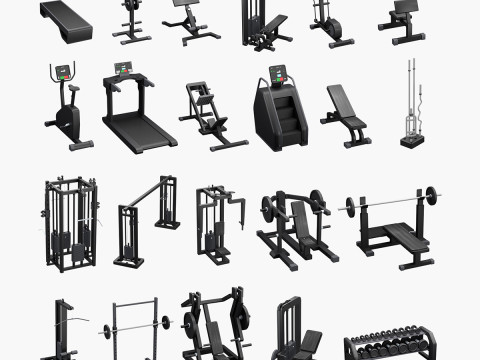 Low Poly Gym Equipments Modelo 3D