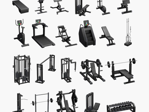 Обладнання для тренажерного залу з низьким полі 3D Модель