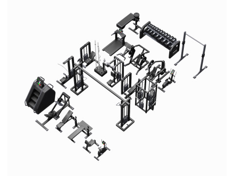 Low Poly Gym Equipments Modelo 3D
