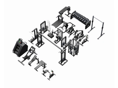 Low Poly Gym Equipments 3D Model