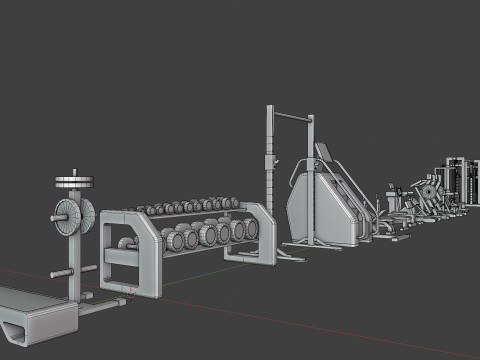 Low Poly Gym Equipments Modelo 3D