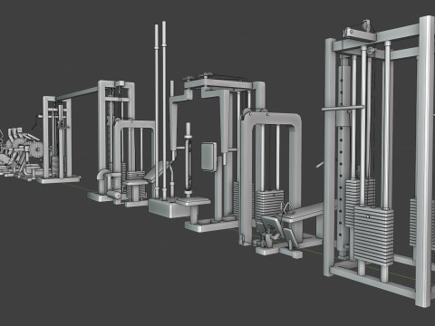 Low Poly Gym Equipments Modelo 3D