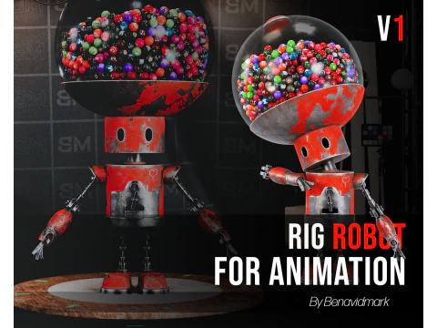 Animasyon i&ccedil;in te&ccedil;hizatlı robot 3D Model