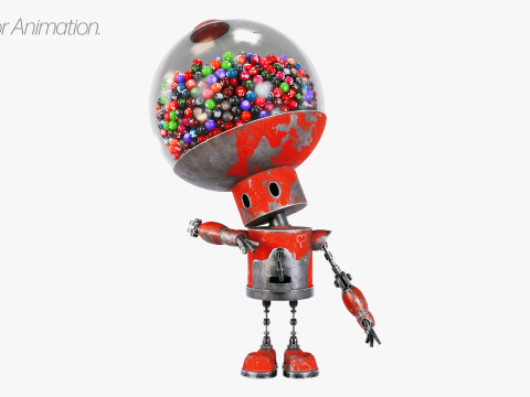 Robot with Rig for animation 3D Model