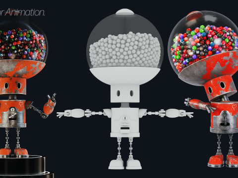 Robot with Rig for animation 3D Model