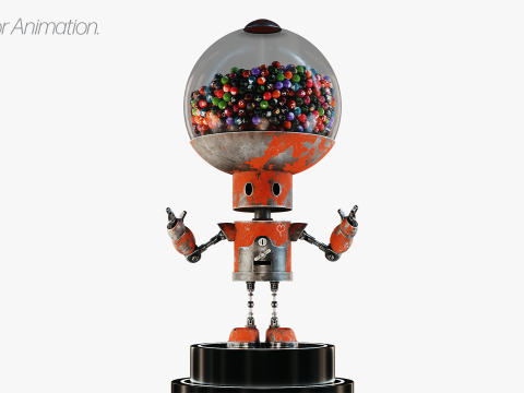 Robot with Rig for animation 3D Model