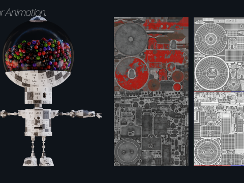 Robot with Rig for animation 3D Model