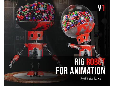 Robot with Rig for animation 3D Model