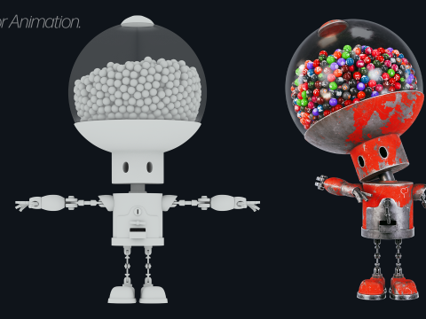 Robot with Rig for animation 3D Model