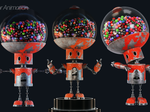 Robot with Rig for animation 3D Model