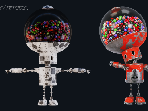 Robot with Rig for animation 3D Model