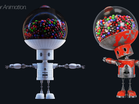 Robot with Rig for animation 3D Model