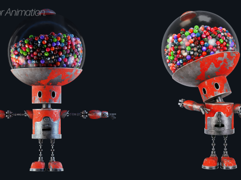 Robot with Rig for animation 3D Model