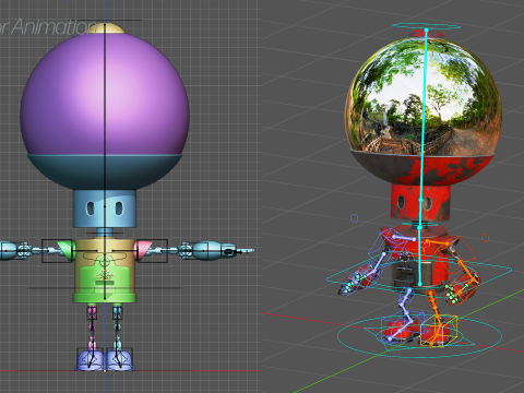 Robot with Rig for animation 3D Model