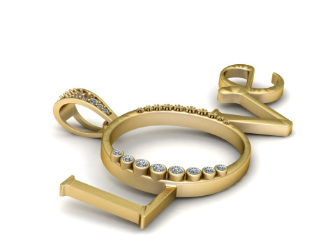 LOVE ALPHABET PENDANT 3D PRINTABLE MODEL 3Dモデル