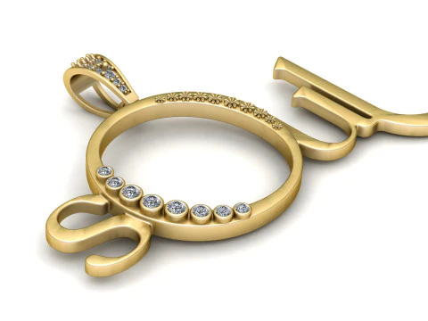 ソウルアルファベットペンダント 3D 印刷可能モデル 3Dモデル