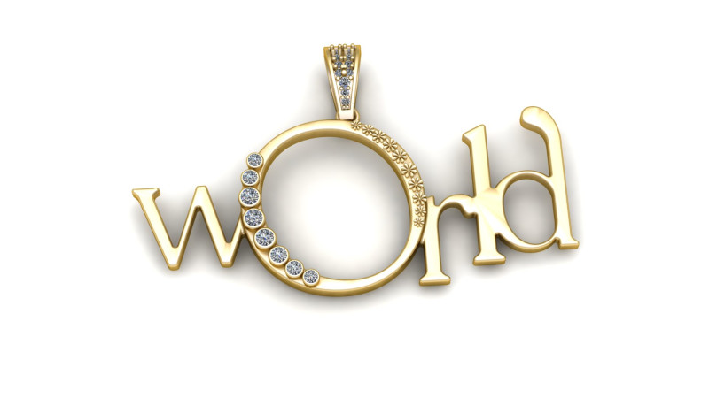 WORLD ALPHABET PENDANT 3D PRINTABLE MODEL 3Dモデル .c4d .max .obj .3ds .fbx .stl .blend
