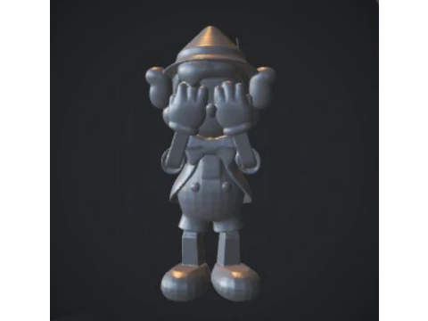 KAWS にインスピレーションを得たピノキオのユニークなデザイナー アート グッズ 3Dモデル