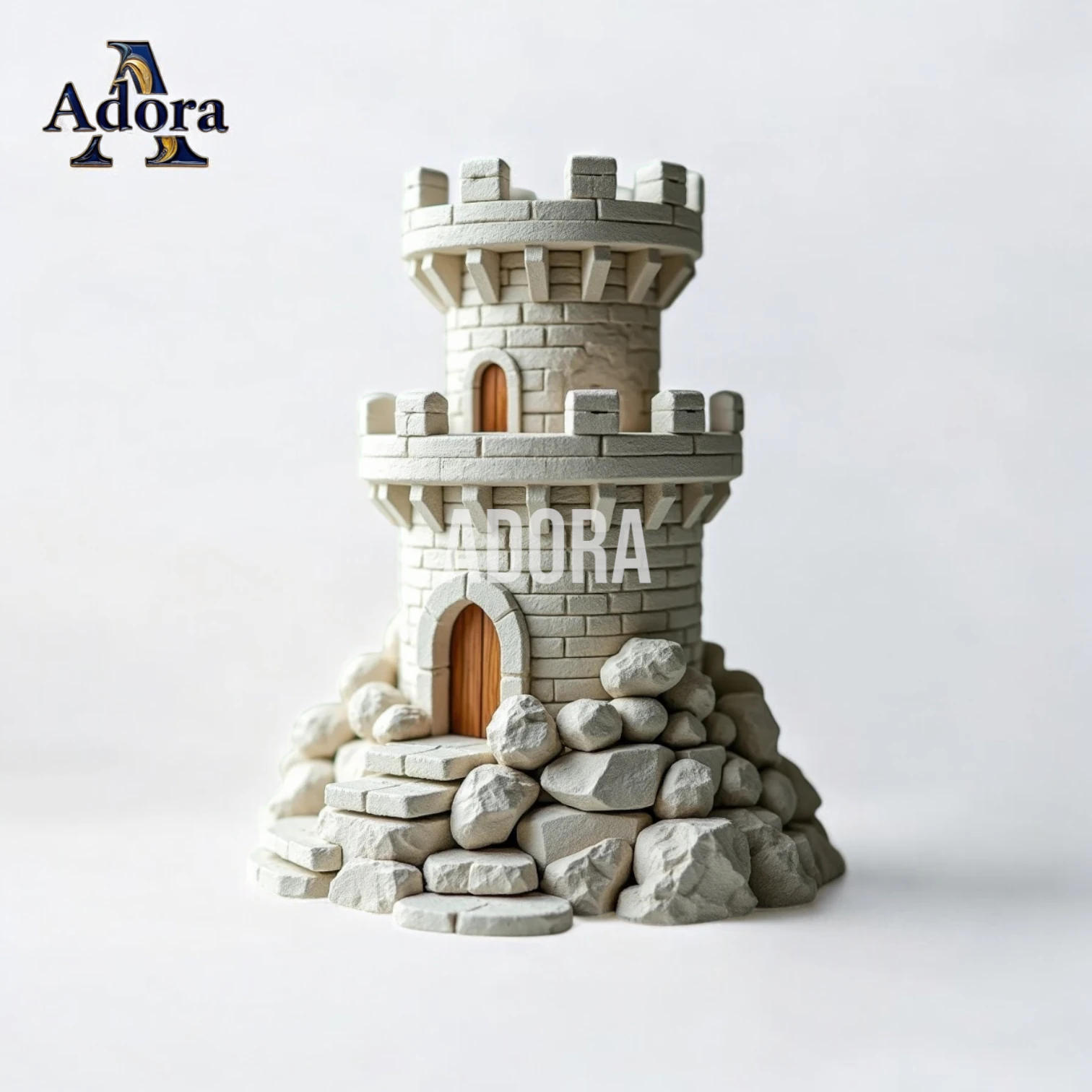 Medieval Tower with Stone Base - 3D Printable Model for Tabletop and Decor 3D Print Model .c4d .max .obj .3ds .fbx .stl .blend 