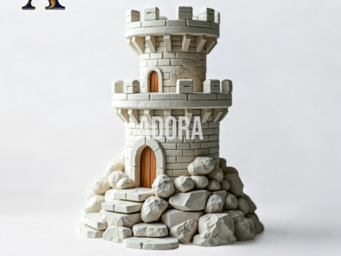 Medieval Tower with Stone Base - 3D Printable Model for Tabletop and Decor 3D-Druckmodell