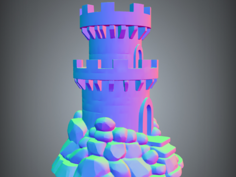 Medieval Tower with Stone Base - 3D Printable Model for Tabletop and Decor 3D-printmodel