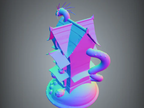 Majestic Dragon Tower Model with Illuminated Windows - 3D Printable 3D Print Model