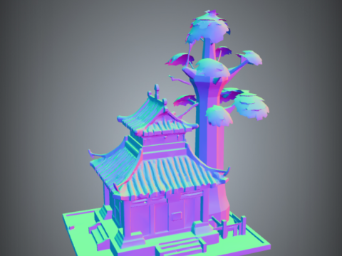 Japanese Zen Garden Shrine 3D Printable Diorama Model Modelo de Impressão 3D