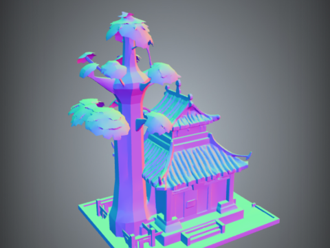 Japanese Zen Garden Shrine 3D Printable Diorama Model Modelo de Impressão 3D