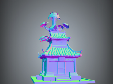 Japanese Zen Garden Shrine 3D Printable Diorama Model Modelo de Impressão 3D