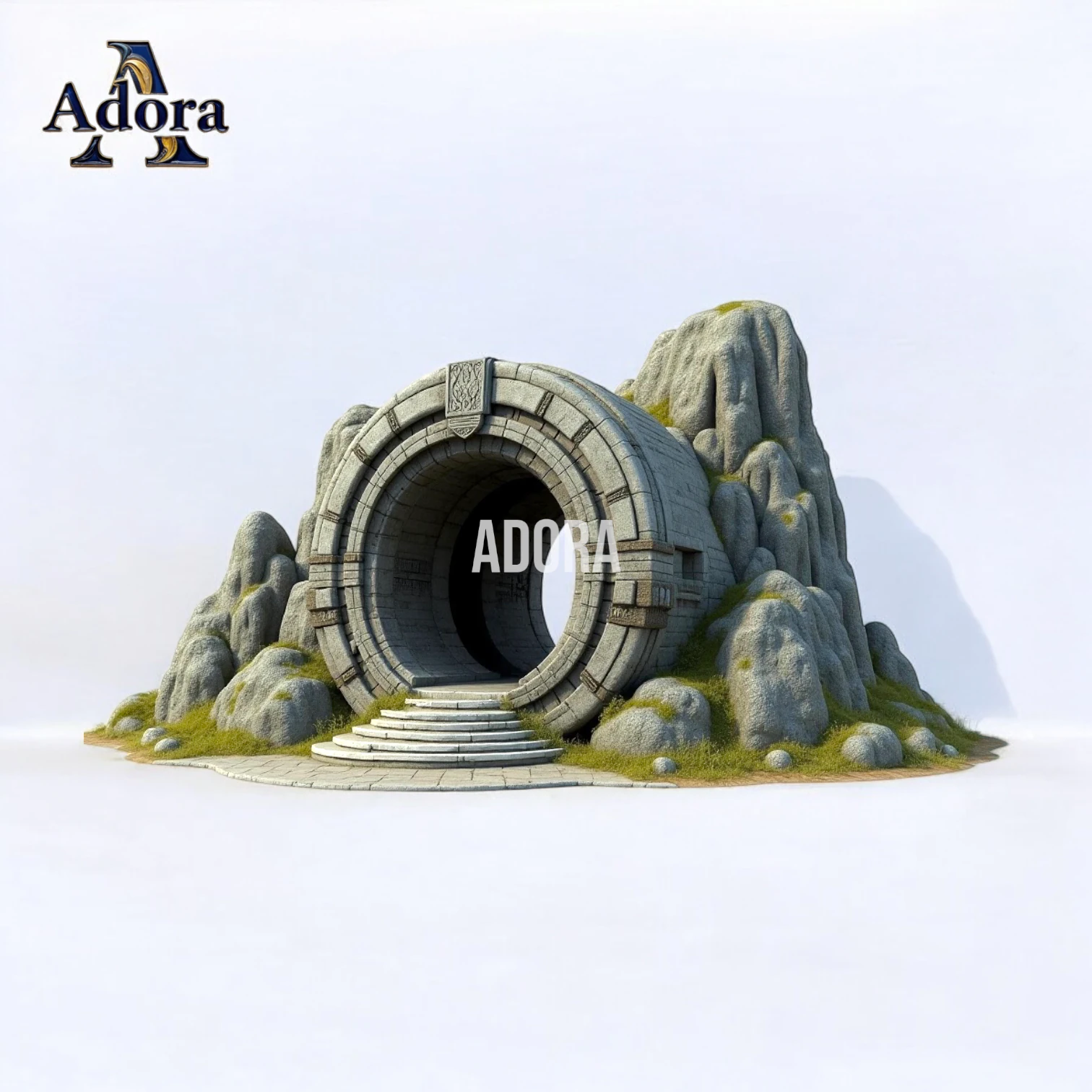 Stone portal with rocky landscape 3D Print Model .c4d .max .obj .3ds .fbx .stl .blend 