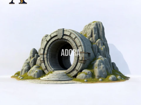 Portale in pietra con paesaggio roccioso Modello di stampa 3D