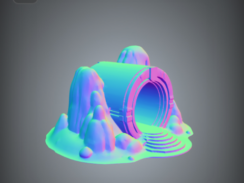 Stone portal with rocky landscape Model Cetak 3D