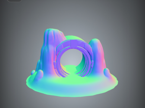 Stone portal with rocky landscape Model Cetak 3D
