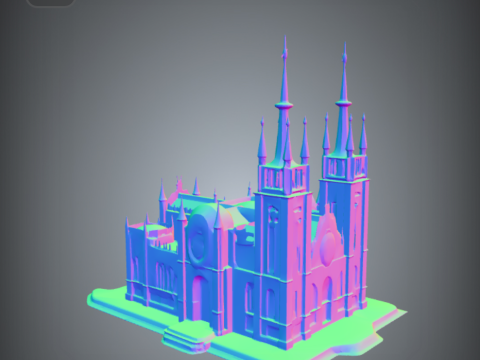 Gothic cathedral for dioramas and tabletop gaming 3D Принт Модель
