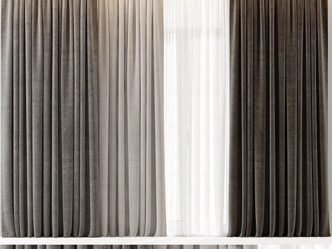 Modern Curtains Free 3D Model