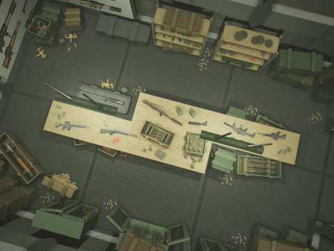 Low Poly Military Armory Weapons Set 3D Model