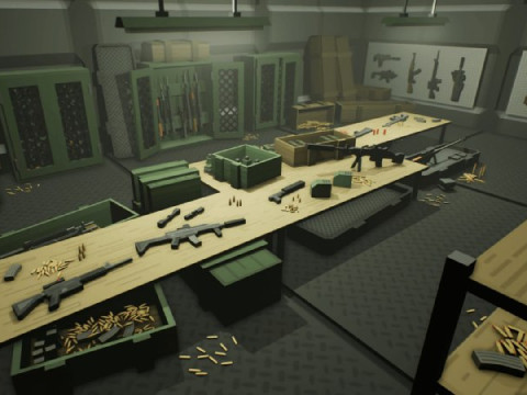 Low Poly Military Armory Weapons Set Modèle 3D