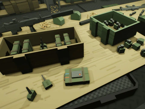 Conjunto de armas de arsenal militar Low Poly Modelo 3D