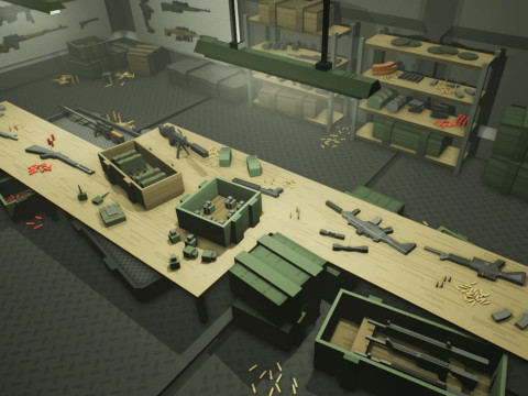 Low Poly Military Armory Weapons Set Modèle 3D