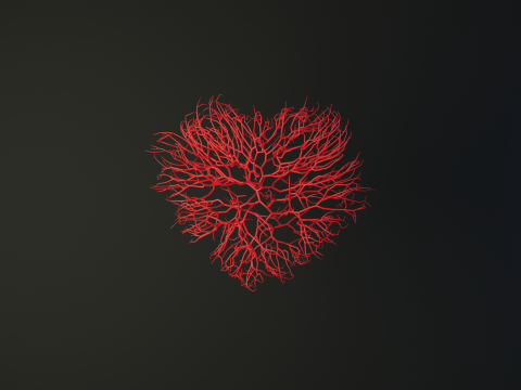Unrolling Growing Heart Animation Heart shape made out of wires 3D 模型