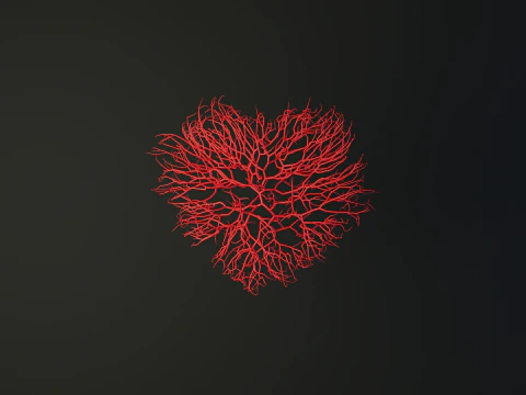 अनियंत्रित बढ़ते दिल का एनीमेशन तारों से बना दिल का आकार 3D मॉडल