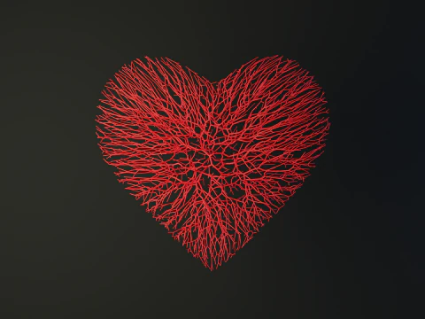 Unrolling Growing Heart Animation Heart shape made out of wires 3D Model
