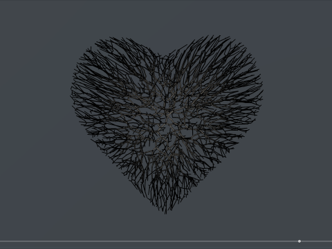 Unrolling Growing Heart Animation Heart shape made out of wires 3D 모델