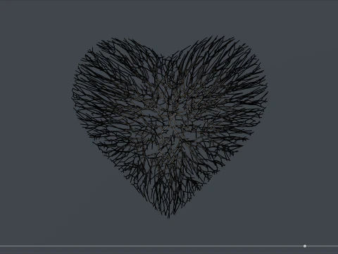 Unrolling Growing Heart Animation Heart shape made out of wires 3D Model