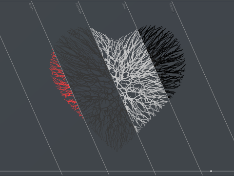 Unrolling Growing Heart Animation Heart shape made out of wires 3D 모델