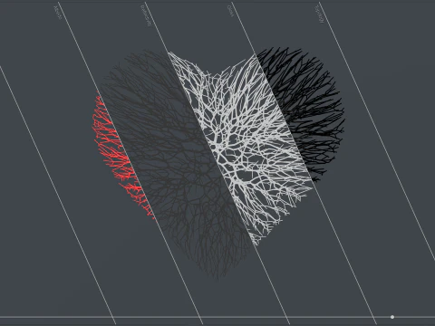 Unrolling Growing Heart Animation Heart shape made out of wires 3D Model