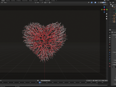 Unrolling Growing Heart Animation Heart shape made out of wires 3D 모델
