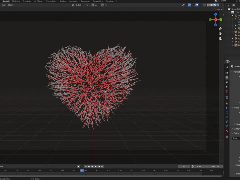Unrolling Growing Heart Animation Heart shape made out of wires 3D Model