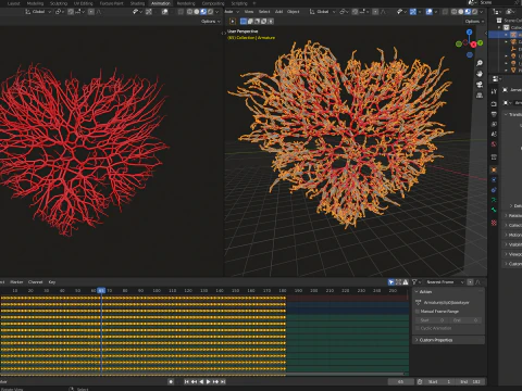 Unrolling Growing Heart Animation Heart shape made out of wires 3D Model