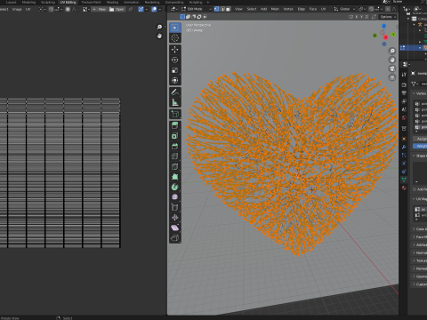 Unrolling Growing Heart Animation Heart shape made out of wires 3D 모델